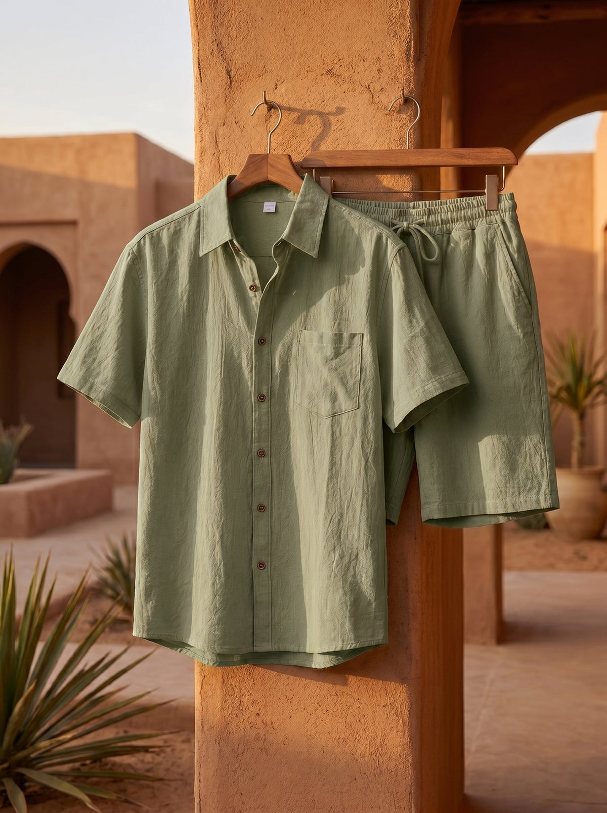 Xavier Linen-Blend Short-Sleeve Set