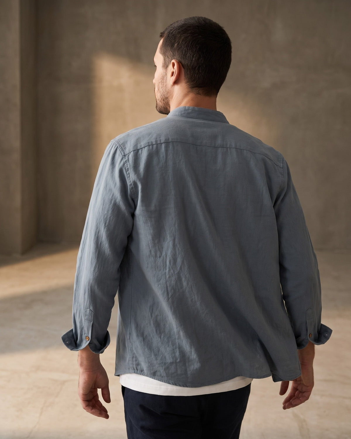 Nico Linen Mandarin Collar Shirt